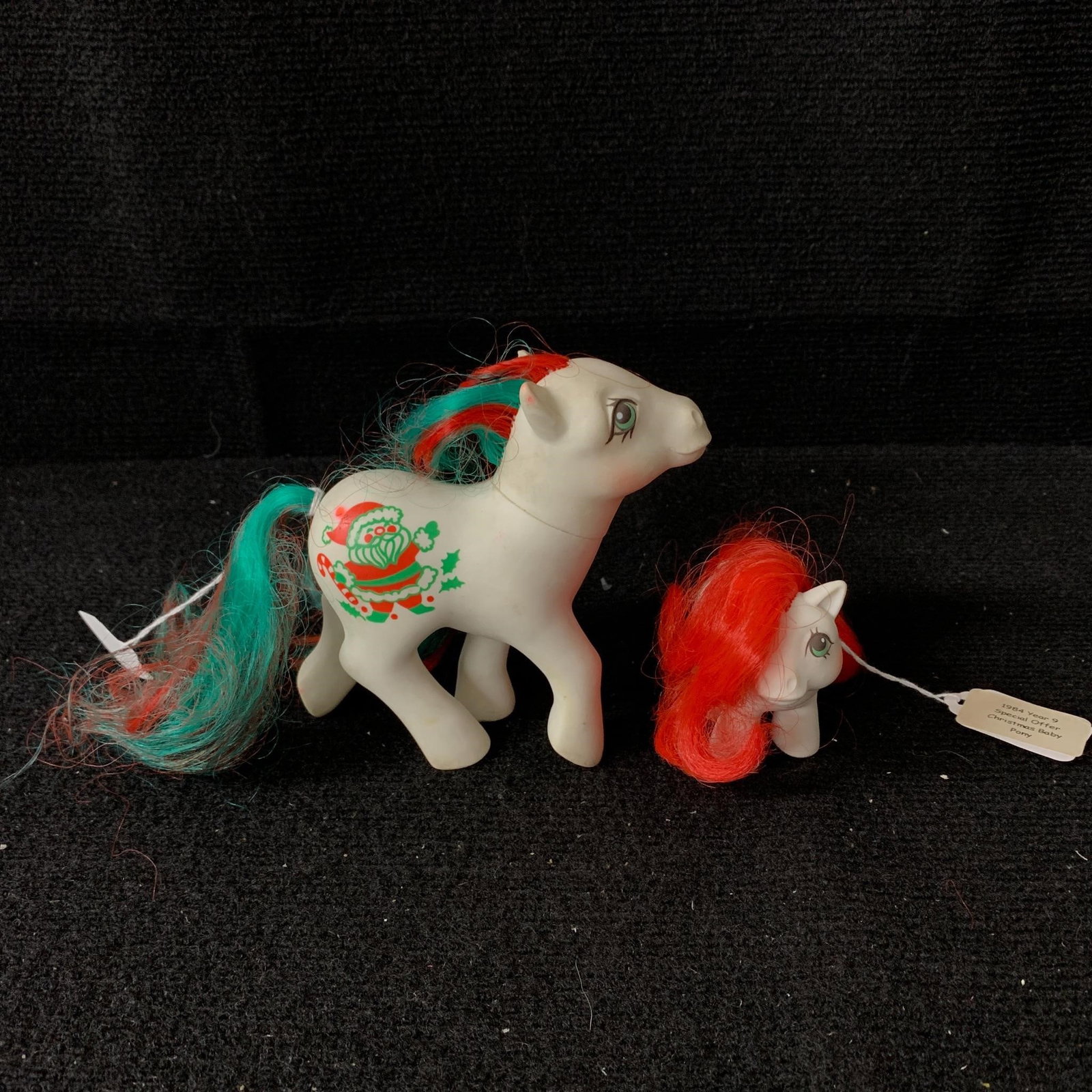G1 MLP Merry Treats & Baby Stockings: G1 MLP Year 8 (89-90) The Christmas Pony Merry Treat and mail order Baby Stockings which was the very last G1 mail order pony. Merry Treat has condition issues like a piece missing on one ear and on a
