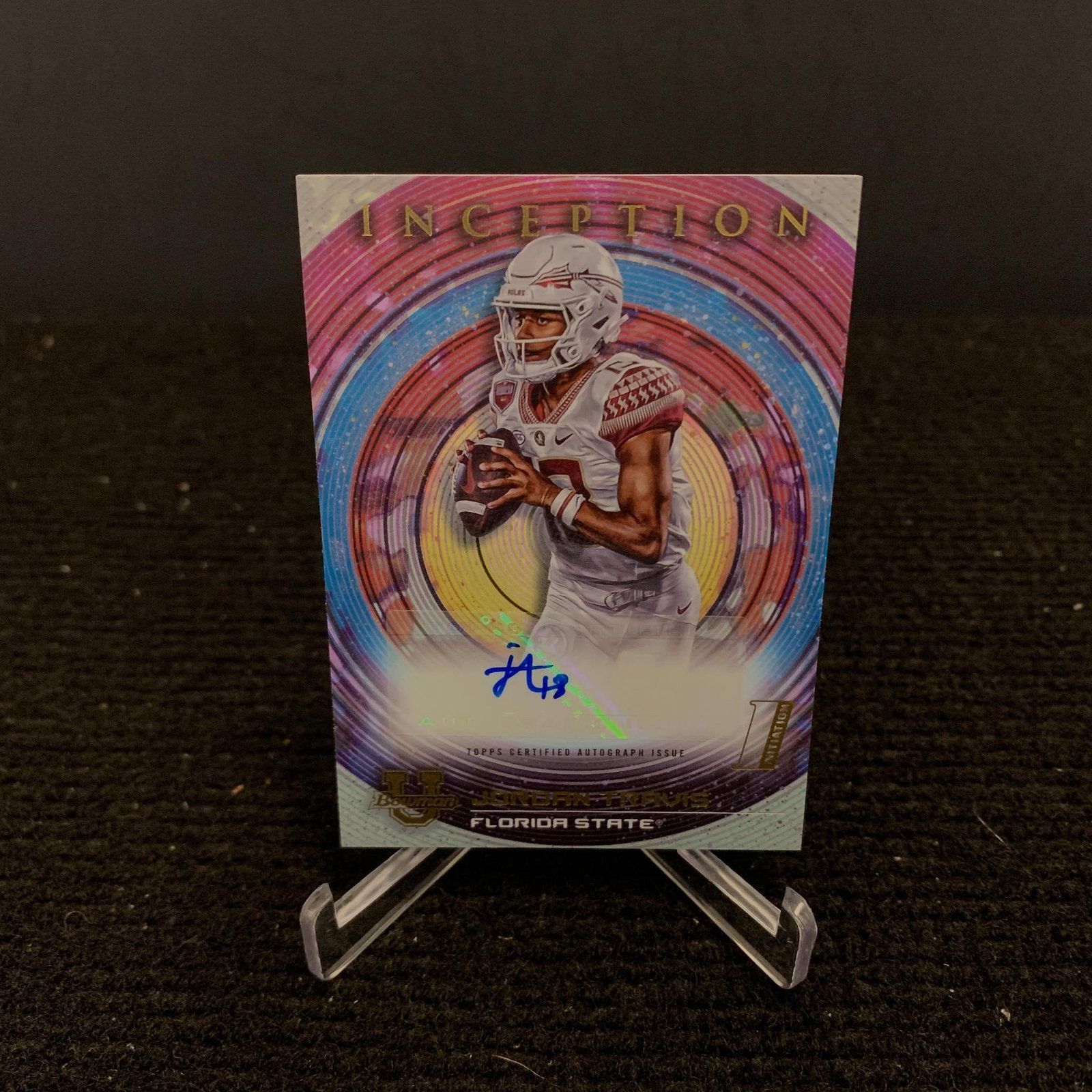 Jordan Travis Auto Toops Football: Jordan Travis #BIA-JTS Autograph Topps Football Card. 2023 Bowman University Inception. Florida State. We are a veteran owned company. Please look at the pictures carefully to determine what you belie