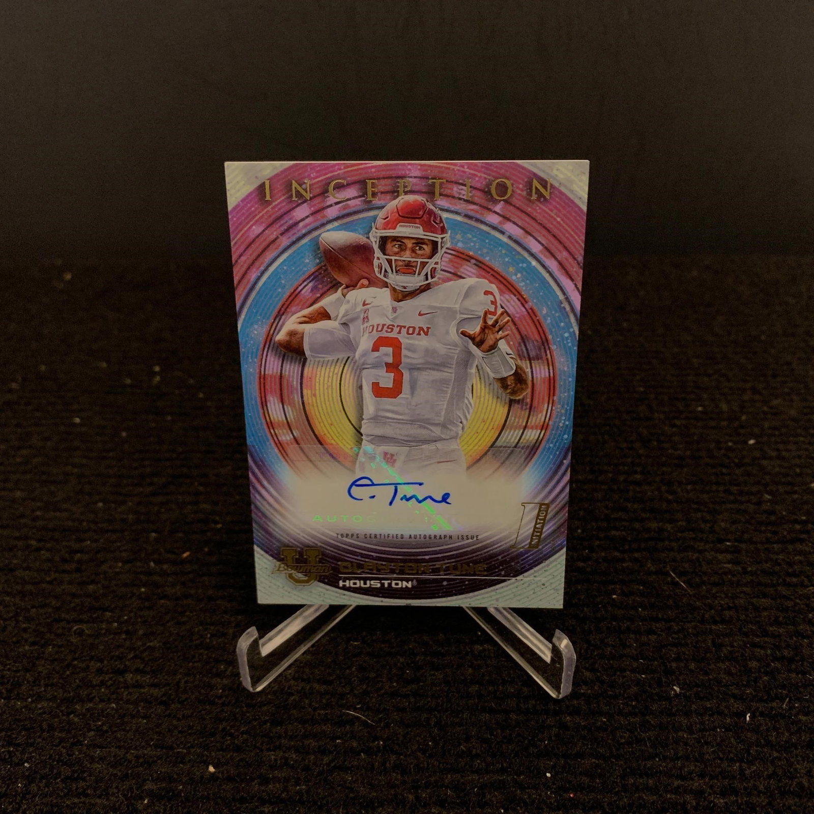 Clayton Tune Auto Football Card: Clayton Tune Autograph Topps Football Card. 2023 Bowman University Inception. Houston. We are a veteran owned company. Please look at the pictures carefully to determine what you believe the condition