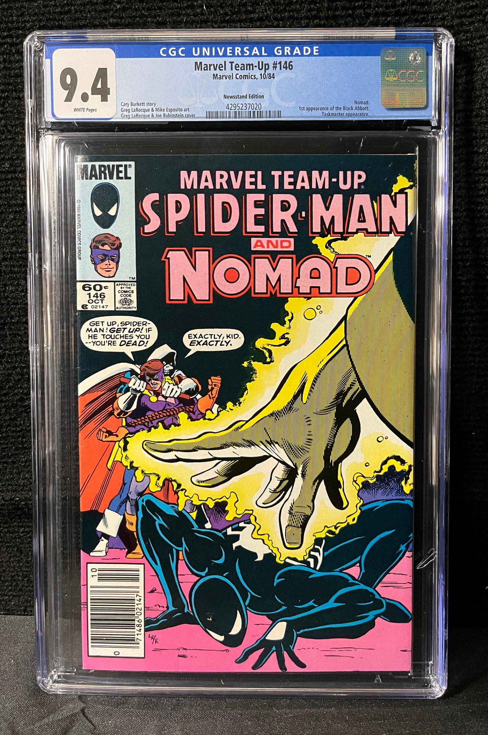 Marvel Team-Up 146 CGC 9.4 1st app Black Abbott: We are a veteran owned company. Please look at the pictures carefully to determine what you believe the condition of collectible is. We are currently accepting consignments. Email us a aeronhouse1994@