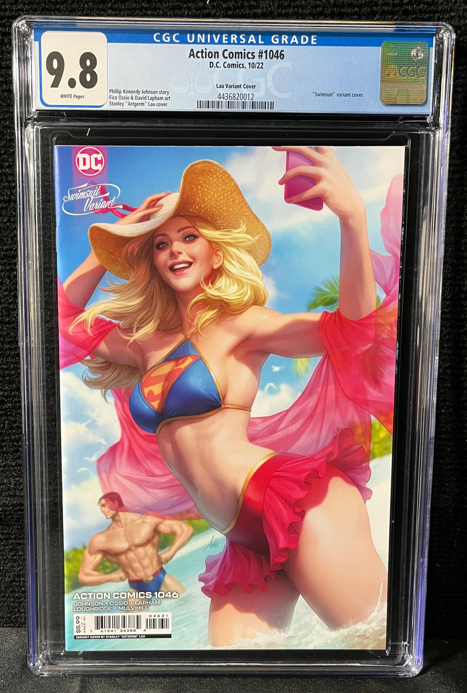 Action Comics 1046 Lau Swimsuit Variant CGC 9.8: We are a veteran owned company. Please look at the pictures carefully to determine what you believe the condition of collectible is. We are currently accepting consignments. Email us a aeronhouse1994@