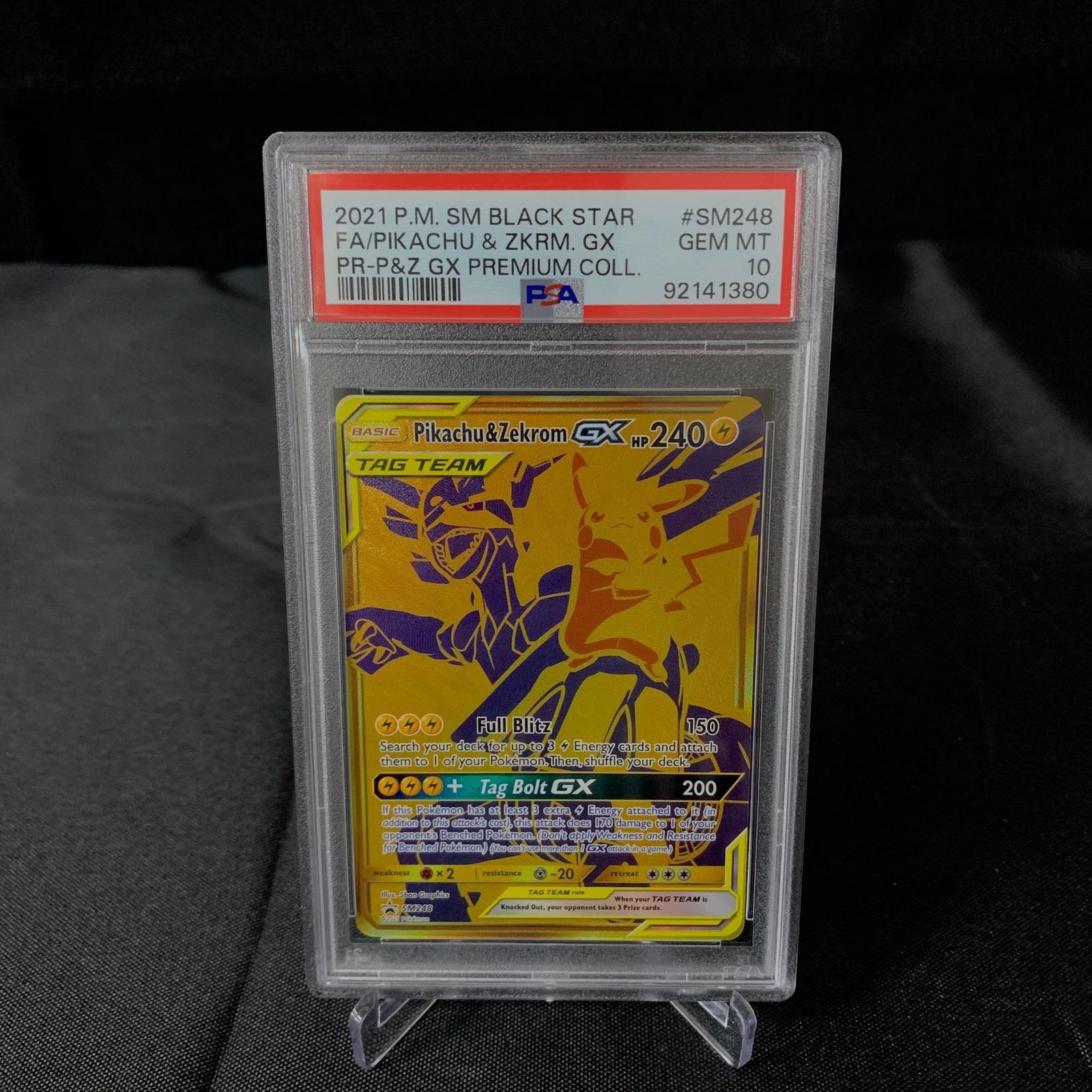 PSA 10 Pikachu & Zekrom GX #SM248 Sun and Moon Gold Promo Pokemon Card (1 of 1)