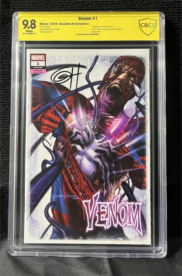 Venom 1 Horn Excl. Signed by Greg Horn: We are a veteran owned company. Please look at the pictures carefully to determine what you believe the condition of collectible is. We are currently accepting consignments. Email us a aeronhouse1994@