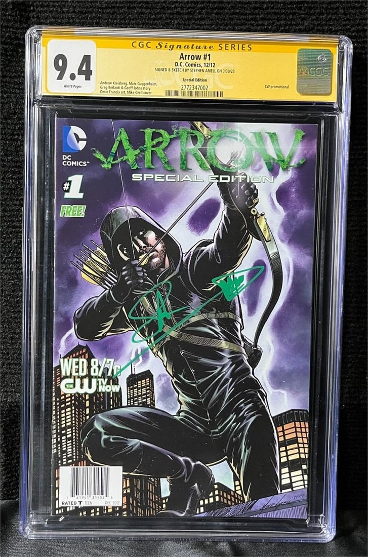 Arrow 1 Sign & Sketch by Stephen Amell: We are a veteran owned company. Please look at the pictures carefully to determine what you believe the condition of collectible is. We are currently accepting consignments. Email us a aeronhouse1994@