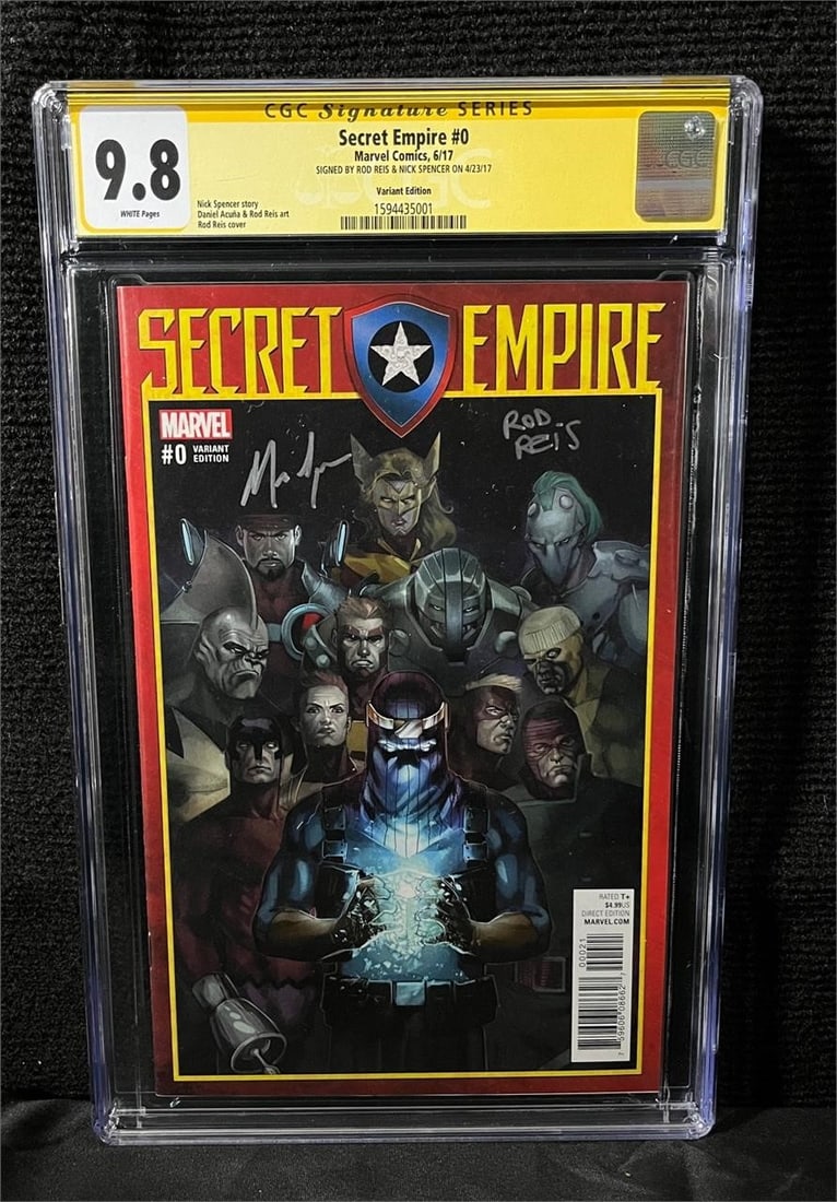 Secret Empire #0 1:50 RI Signed by Reis & Spencer: 1:50 Retailer Incentive Variant signed by Rod Reis and nick spencer CGC SS 9.8 label. We are a veteran owned company. Please look at the pictures carefully to determine what you believe the condition 