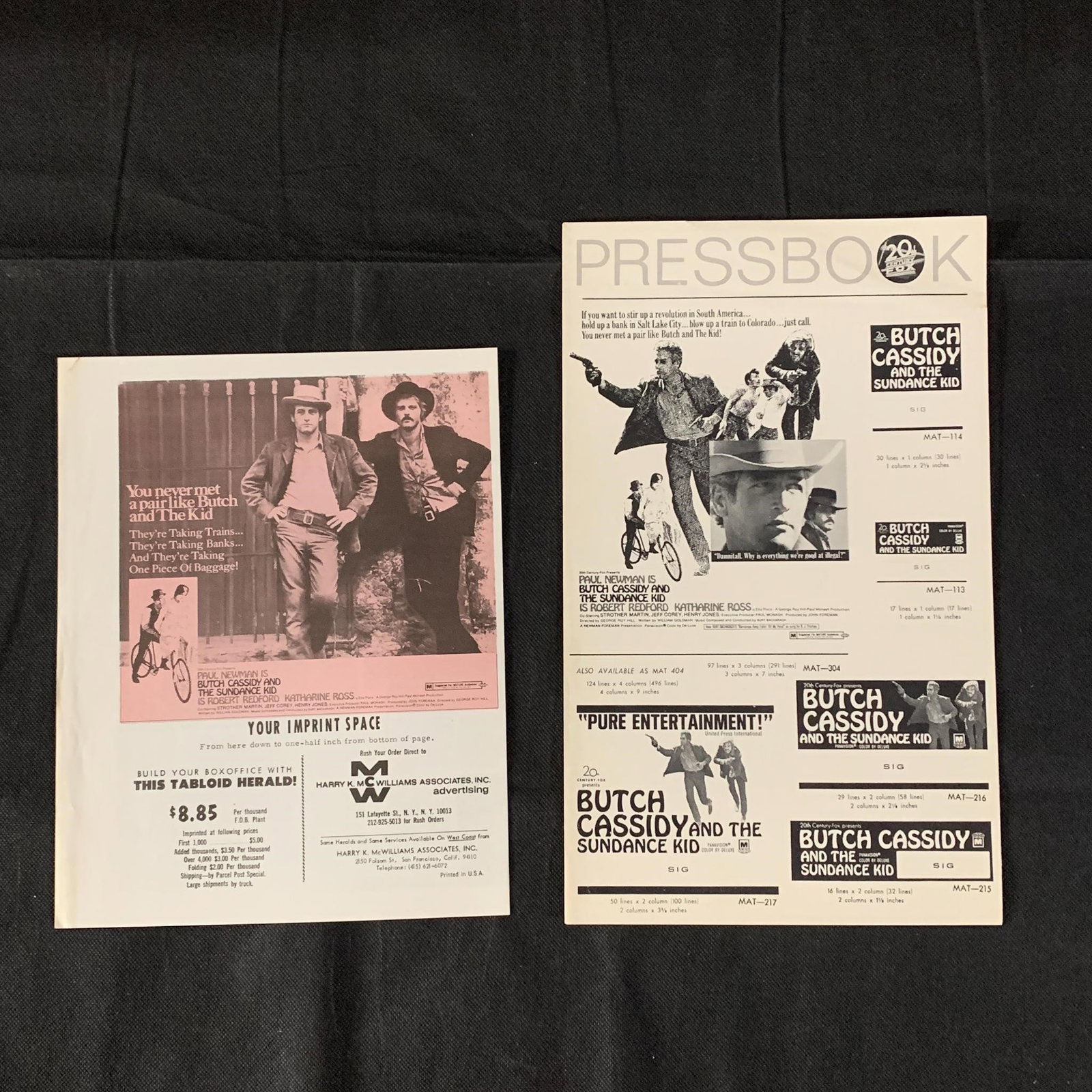 Butch Cassidy & The Sundance Kid Pressbook: Original Butch Cassidy and the Sundance Kid Movie Pressbook. The posters in this auction belonged to a single owner. He owned movie theaters from the 50s-70s and would keep all of the posters for movi