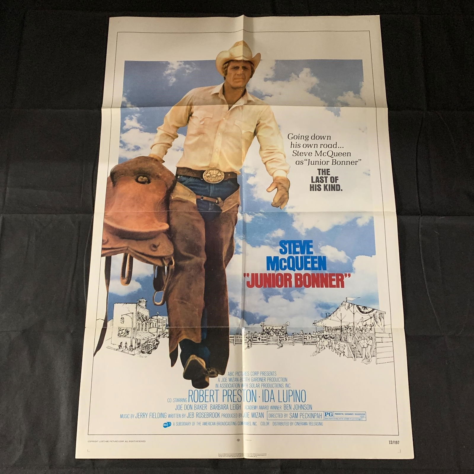 Junior Bonner Original One Sheet Movie Poster: Junior Bonner Original 1972 Movie Poster. Staring Steve McQueen. 72/197.The posters in this auction belonged to a single owner. He owned movie theaters from the 50s-70s and would keep all of the poste