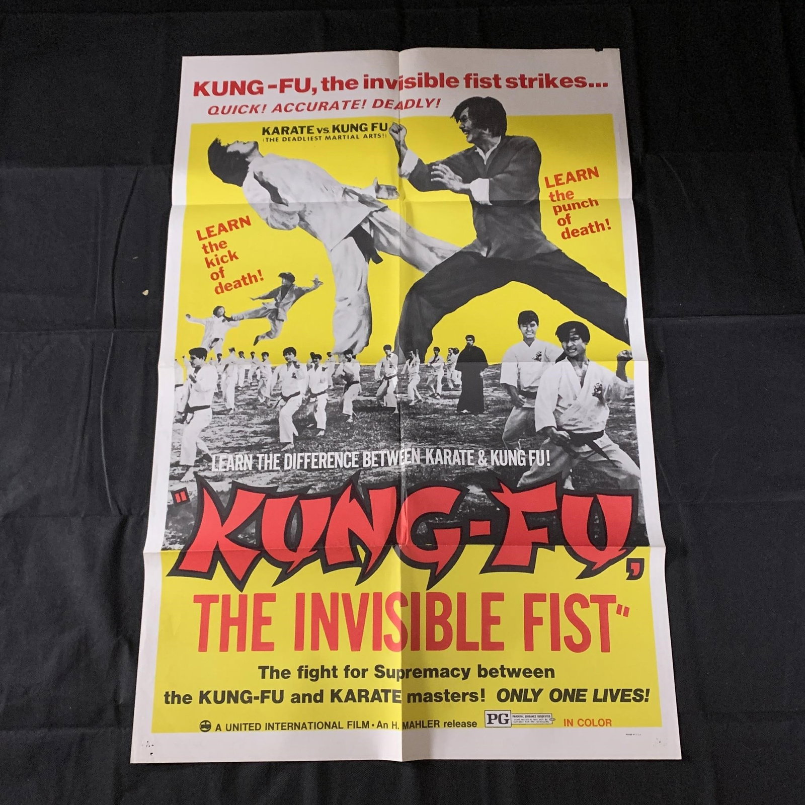 The Invisible Fist Original One Sheet Movie Poster: Kung Fu, The Invisible Fist Original 1972 Movie Poster. The posters in this auction belonged to a single owner. He owned movie theaters from the 50s-70s and would keep all of the posters for movies he