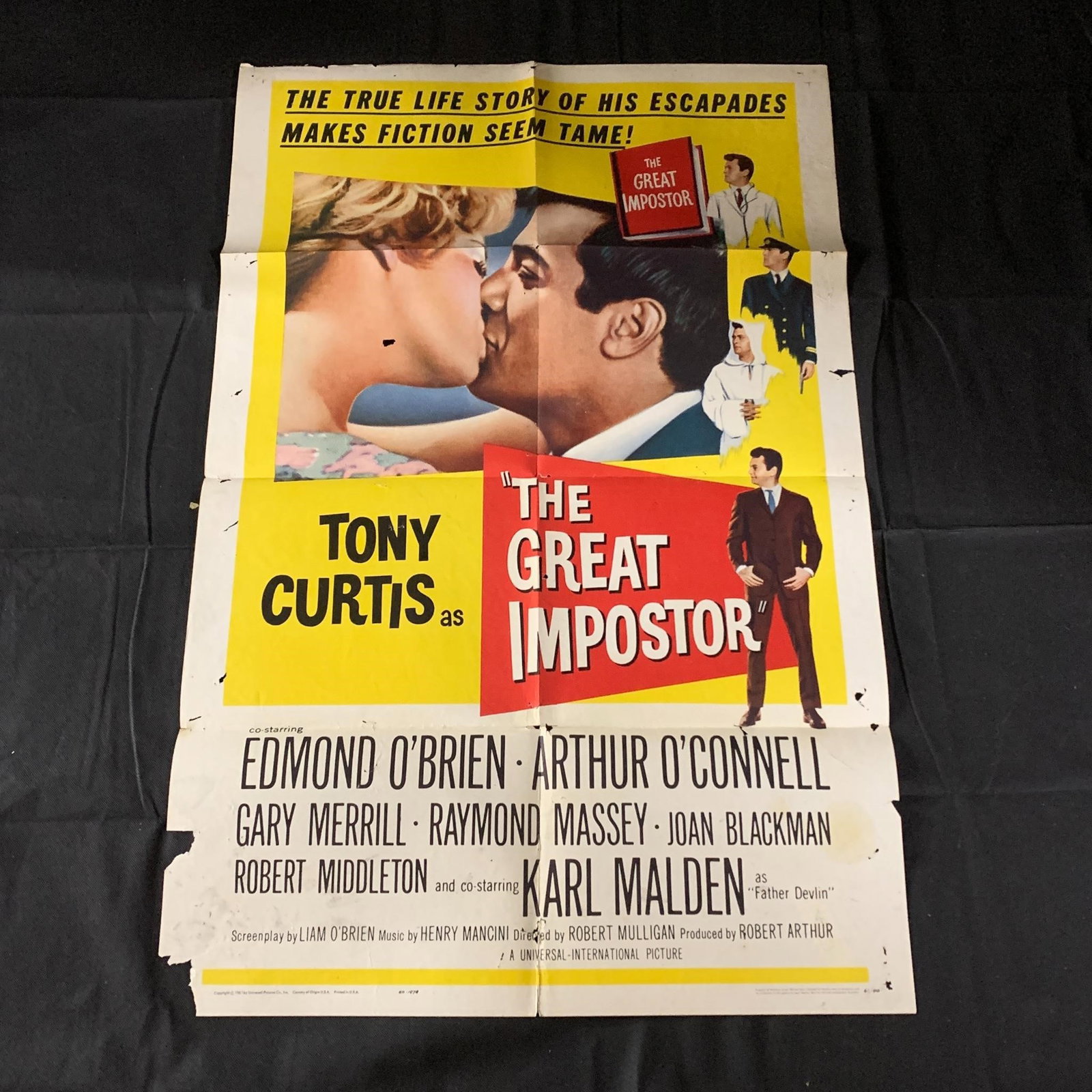The Great Imposter Original One-Sheet Movie Poster: The Great Imposter. Original 1961 Movie Poster. 61/40. Staring Tony Curtis. The posters in this auction belonged to a single owner. He owned movie theaters from the 50s-70s and would keep all of the p