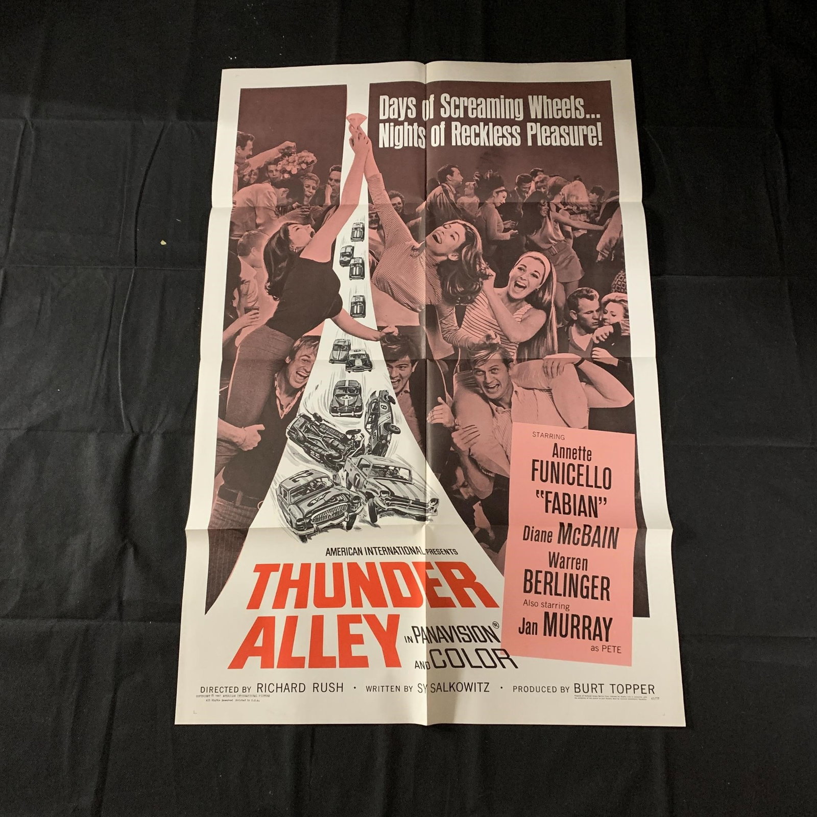Thunder Alley Original One Sheet Movie Poster: Thunder alley Original 1967 Movie Poster. 67/77. Staring Annette Funicello and Diane McBain. The posters in this auction belonged to a single owner. He owned movie theaters from the 50s-70s and would 