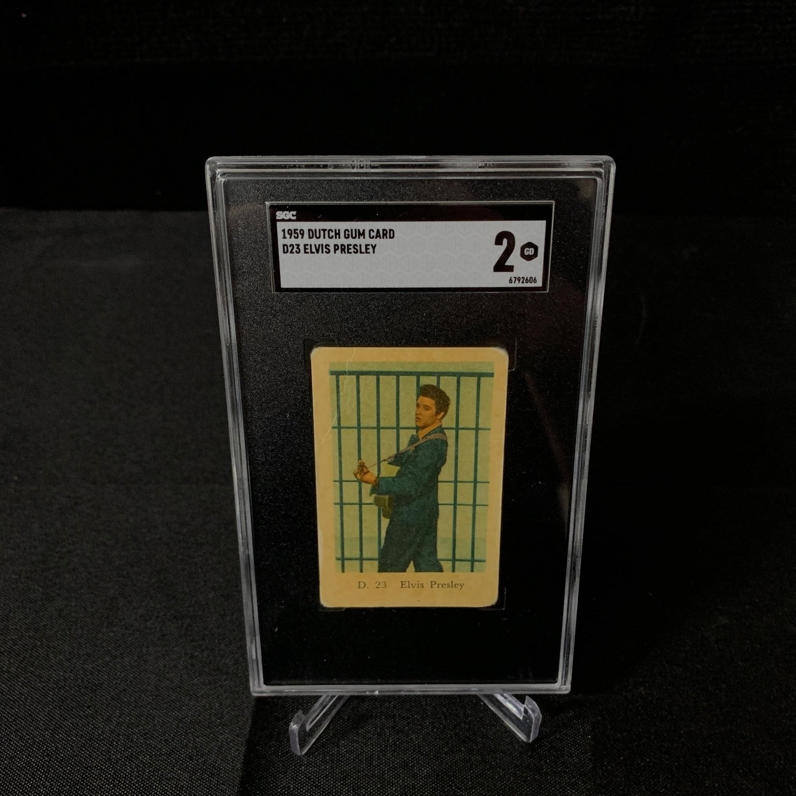 SGC 2 Elvis Presley Dutch Gum: SGC 2 D23 Elvis Presley 1959 dutch Gum Card. We are a veteran owned company. Please look at the pictures carefully to determine what you believe the condition of collectible is. We are currently accep