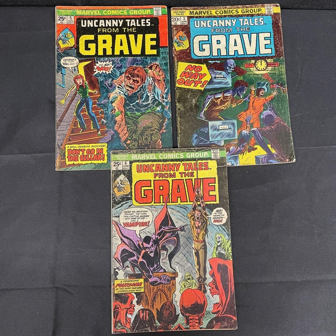 Uncanny Tales From the Grave 3, 4, 5 Marvel Horror: We are a veteran owned company. Please look at the pictures carefully to determine what you believe the condition of collectible is. We are currently accepting consignments. Email us a aeronhouse1994@