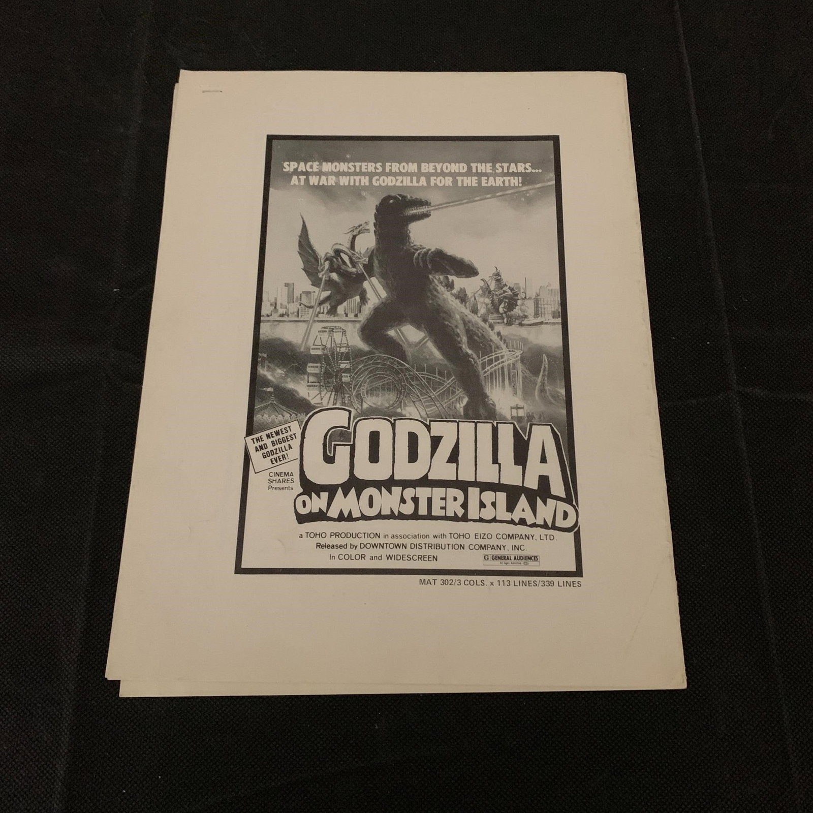 Godzilla on Monster Island Pressbook: Original Godzilla on Monster Island Pressbook. Includes Advertisements for the movies. We are a veteran owned company. Please look at the pictures carefully to determine what you believe the condition