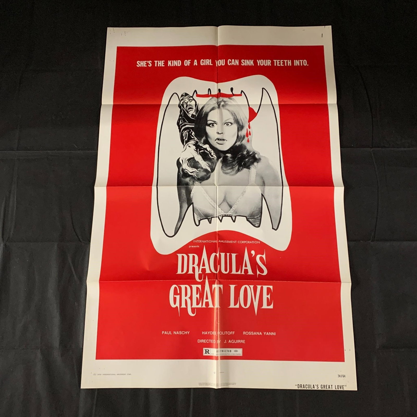 Dracula's Great Love Original Poster: Dracula's Great Love Original 1974 Movie Poster. 74/64. Dimensions: 27 inches by 41 inchesThis is an original movie poster. It is NOT a reprint. The last recorded auction sale of this poster that we f