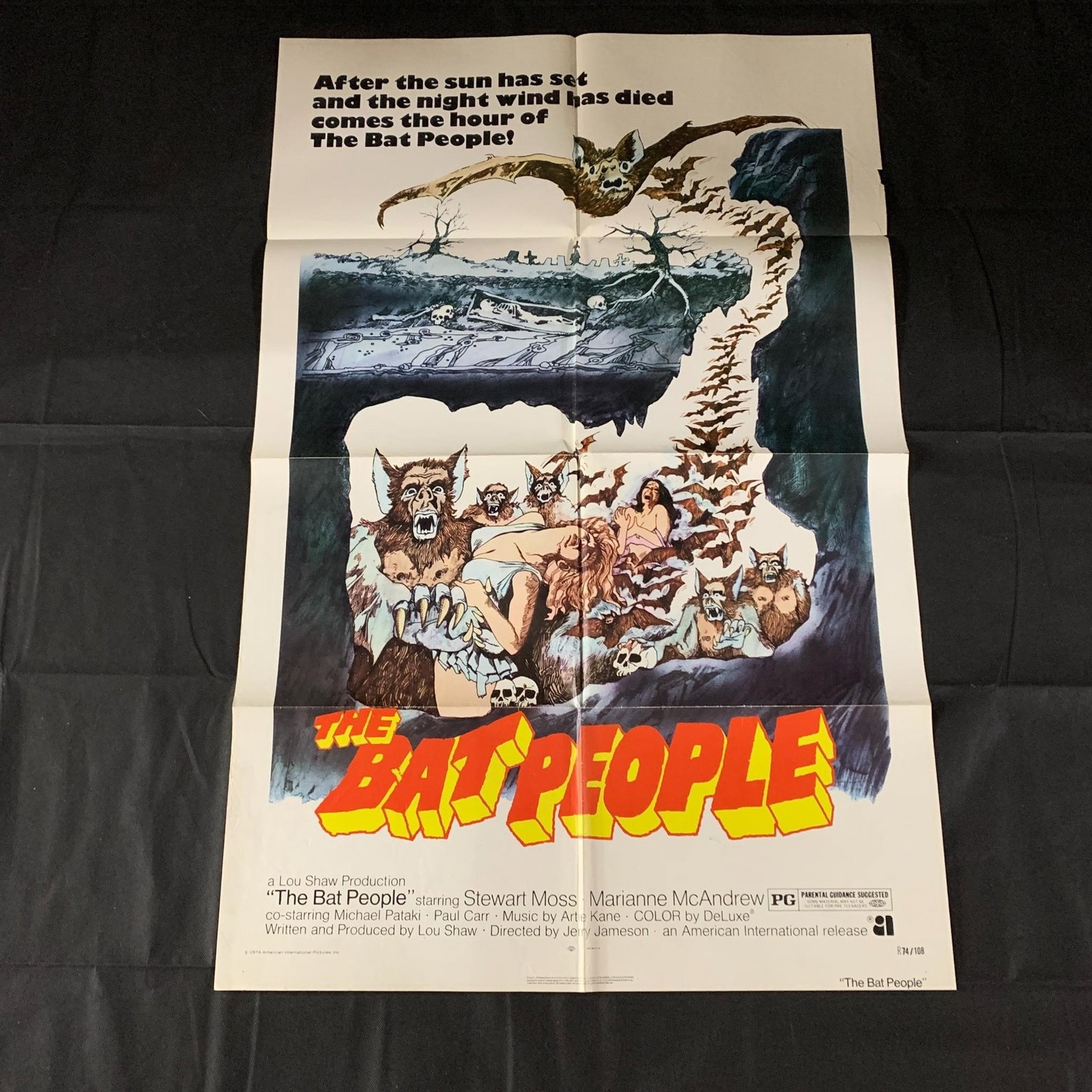 The Bat People Original Movie Poster: The Bat People Original 1974 Reprint Movie Poster. R74/108. Dimensions: 27 inches by 41 inchesThis is an original movie poster. It is NOT a reprint. The winning bidder will receive a poster and a lett