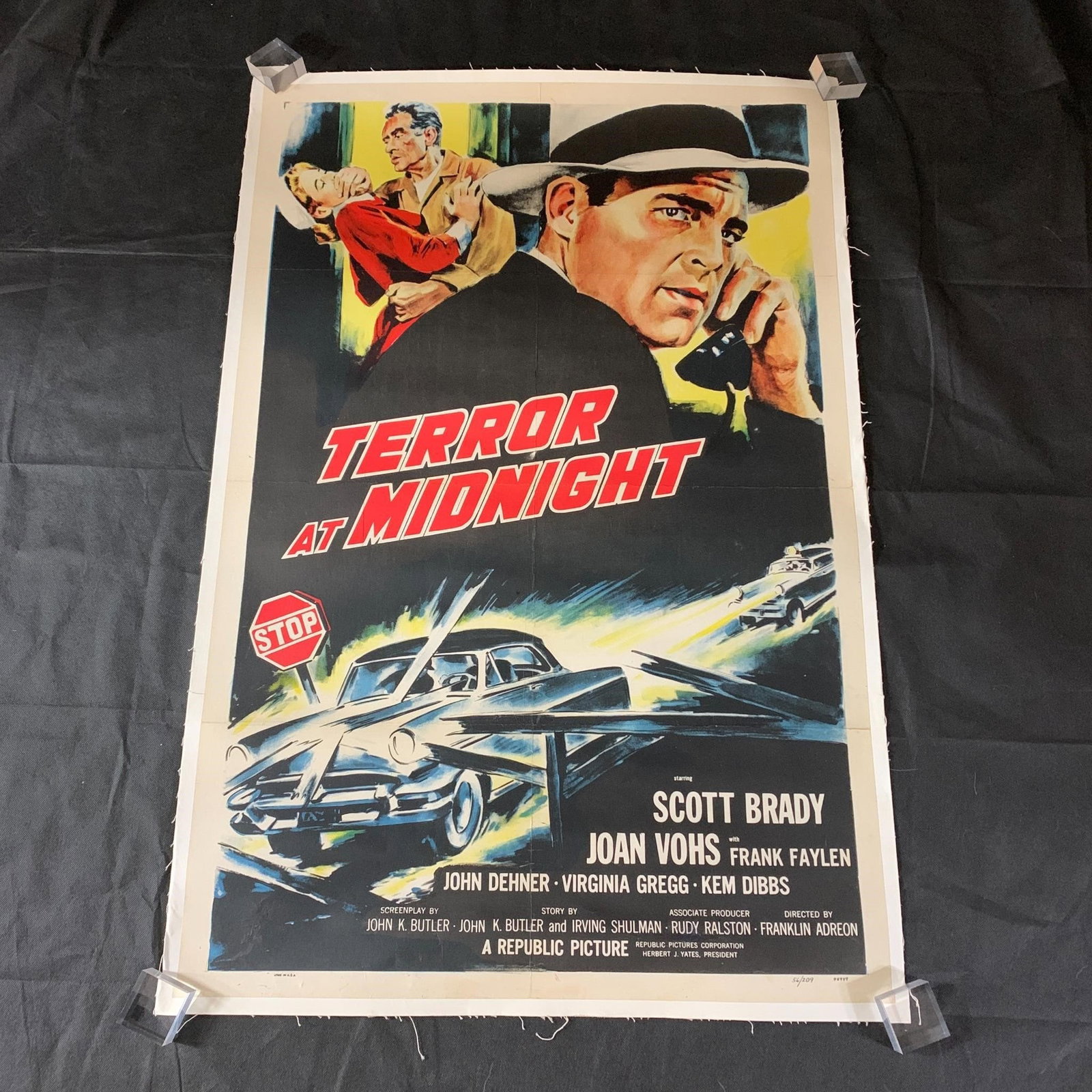 Terror At Midnight Linen Backed Original Movie Poster: Terror At Midnight Original 1956 Movie Poster. Linnen Backed. 56/209. We are a veteran owned company. Please look at the pictures carefully to determine what you believe the condition of collectible i