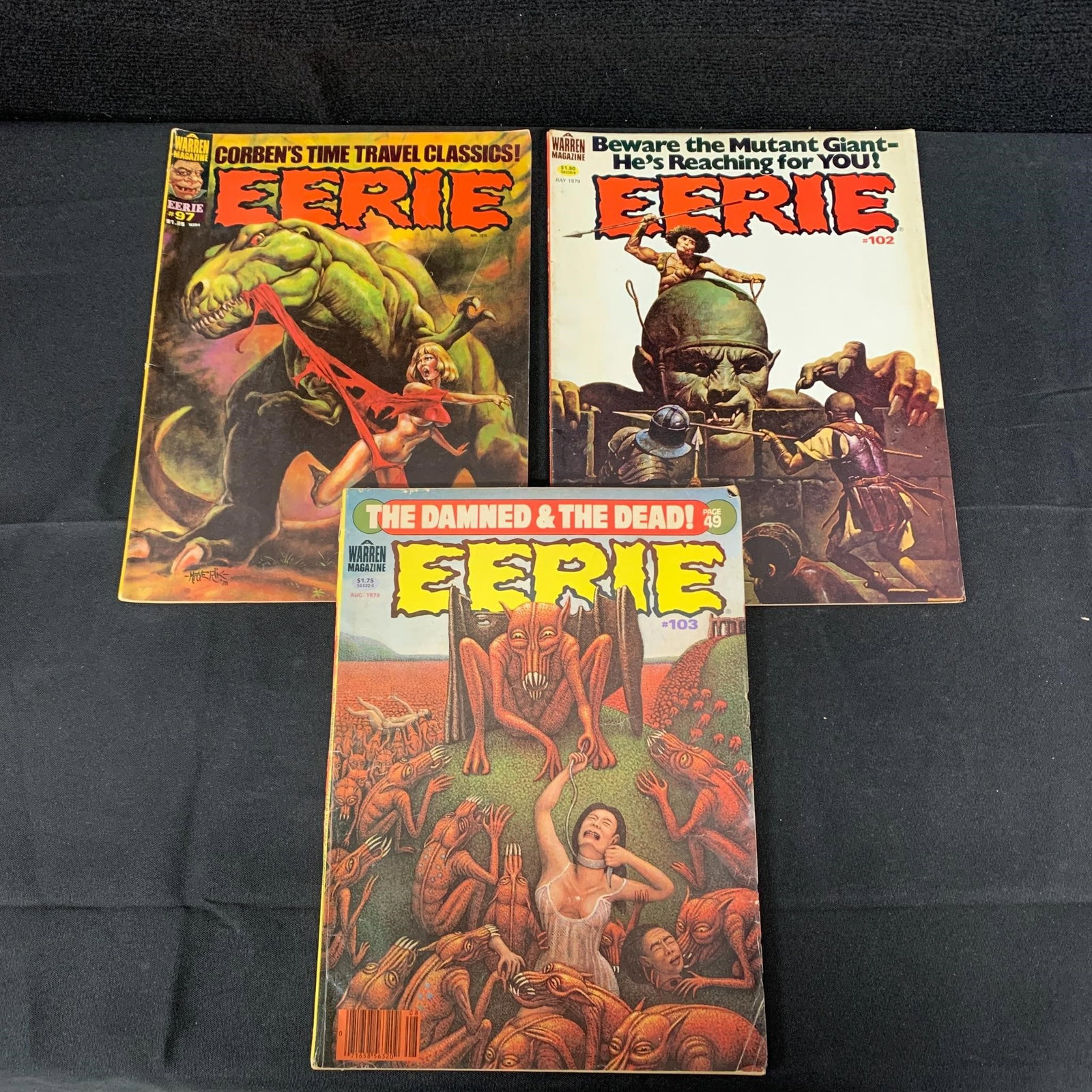 Eerie Magazines 97, 102, 103: We are a veteran owned company. Please look at the pictures carefully to determine what you believe the condition of collectible is. We are currently accepting consignments. Email us a aeronhouse1994@