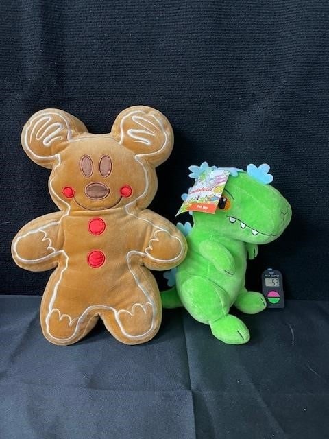 Reptar Rugrats and Mickey ginger bread plush: We are a veteran owned company. Please look at the pictures carefully to determine what you believe the condition of collectible is. We are currently accepting consignments. Email us a aeronhouse1994@