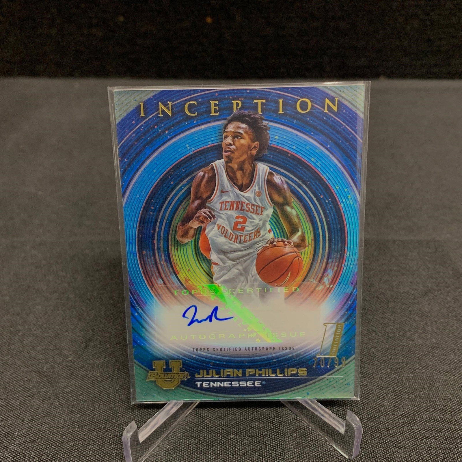 Julian Phillips Auto Topps Basketball Card: Julian Phillips 2023 Topps Inception Autograph basketball card. Limited to 90. We are a veteran owned company. Please look at the pictures carefully to determine what you believe the condition of coll