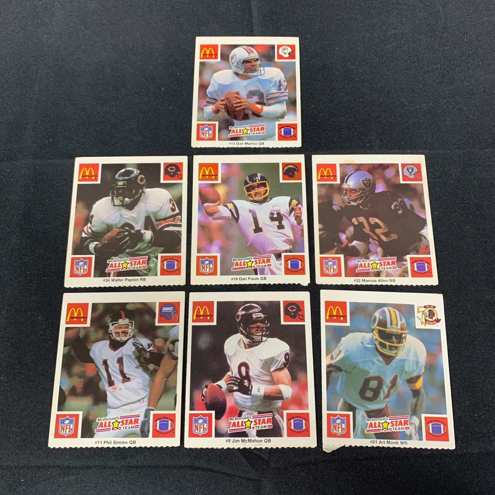 1986 McDonalds All Star Team Cards: Lot of 1986 McDonalds All Star Team Football Cards. Big names like Art Monk, Phil Sims, Walter Payton and more. We are a veteran owned company. Please look at the pictures carefully to determine what