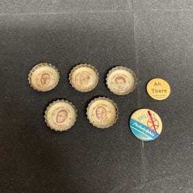 1965 Coke All Star Bottle Caps, and pins
