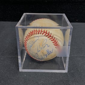 Gaylord Perry & Bob Feller + Signed Ball