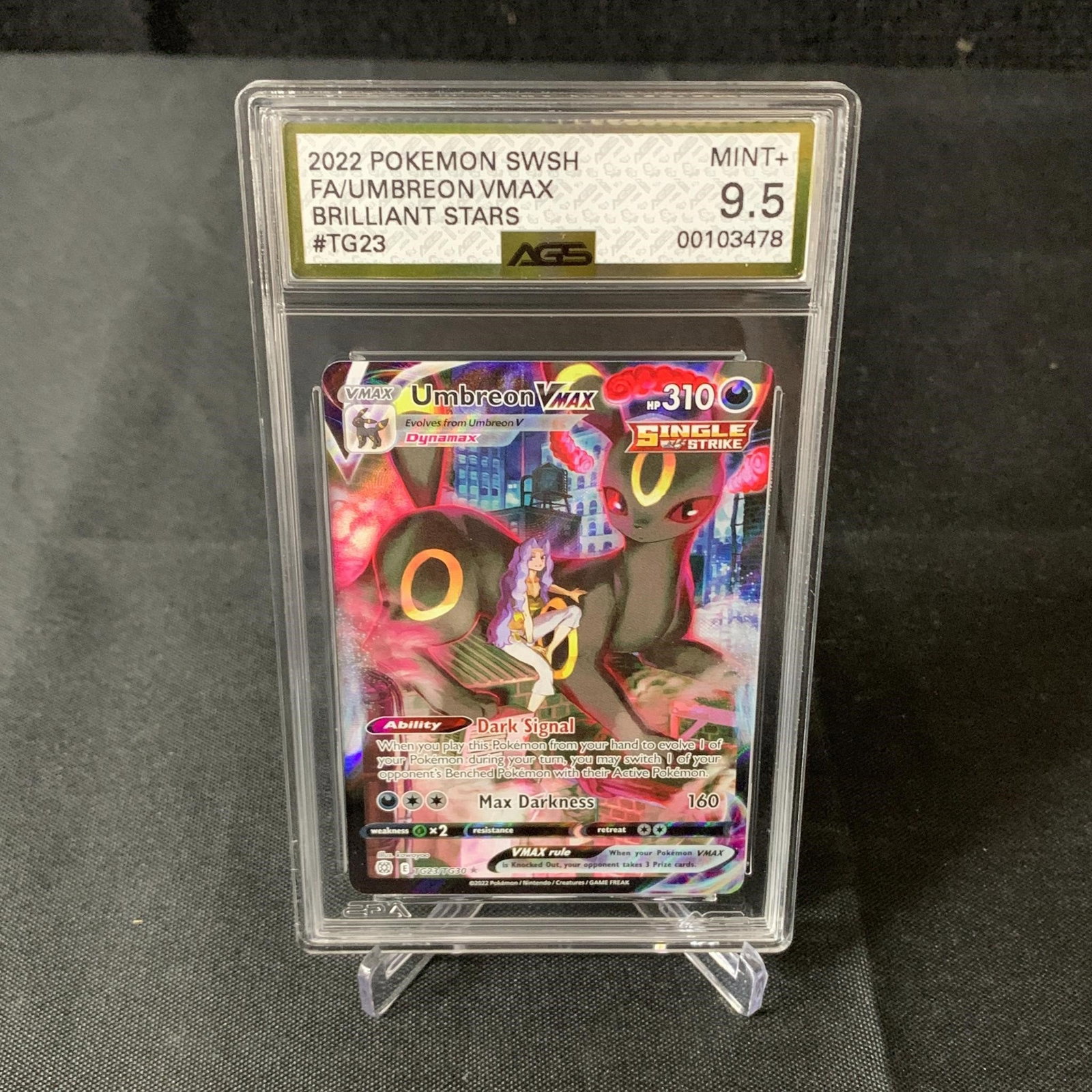 AGS 9.5 Umbreon VMAX TG: AGS 9.5 Umbreon VMAX #TG23 Brilliant Stars Sword and Shield Pokemon Card. We are a veteran owned company. Please look at the pictures carefully to determine what you believe the condition of collectib