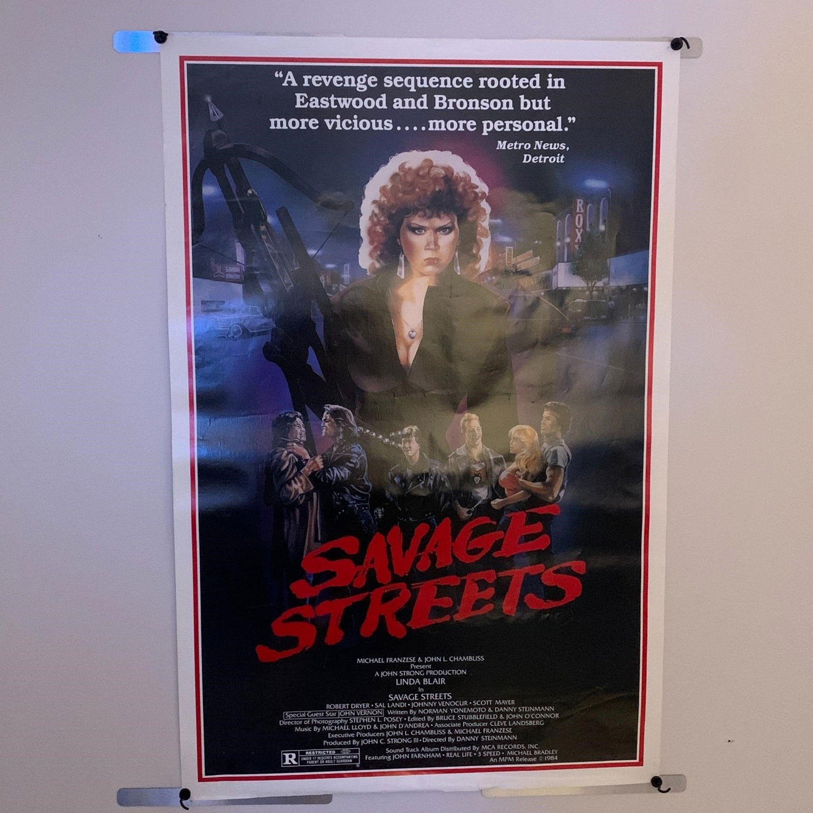 Savage Streets Original One Sheet Movie Poster: Measures 27X41 From the 1984 Movie Savage Streets. Linda Blair. We are a veteran owned company. Please look at the pictures carefully to determine what you believe the condition of collectible is. We