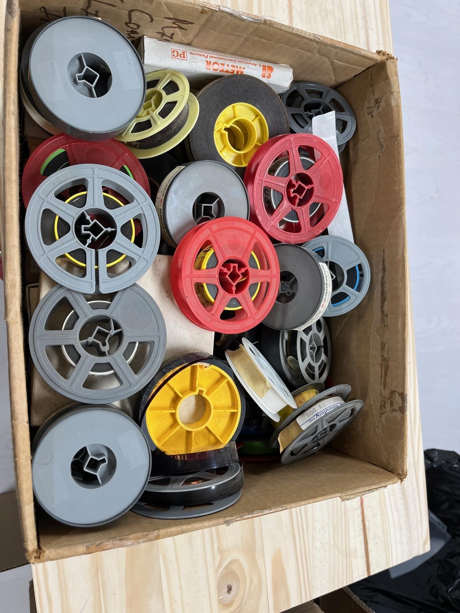 Movie Trailer Production reels 70's & 80's Movies: 8 box of movie trailers in 16mm film format. Most of the movie trailers are from the 70's and 80's with a mix of genre's. Some appear complete, others appear to be unspooled. Some have titles, some do