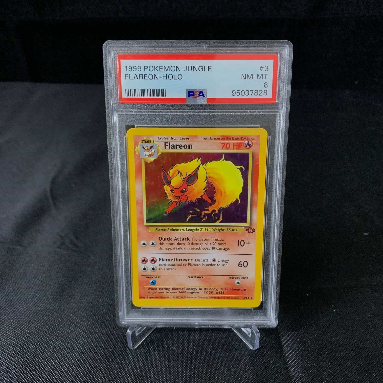 PSA 8 Flareon Holo Vintage Jungle Pokemon Card (1 of 2)