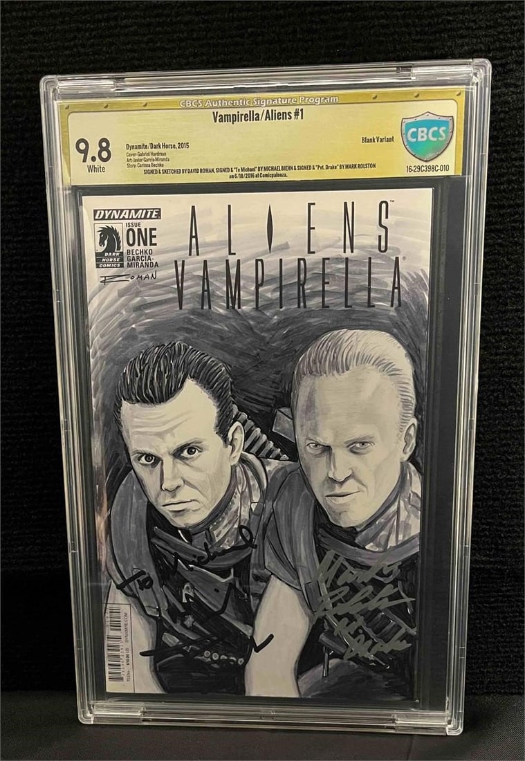 Vampirella/Aliens 1 Full Sign & Sketch: We are a veteran owned company. Please look at the pictures carefully to determine what you believe the condition of collectible is. We are currently accepting consignments. Email us a aeronhouse1994@