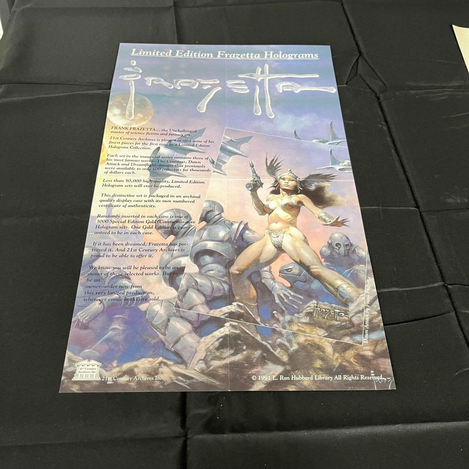 Frank Frazetta Hologram Promo Poster: We are a veteran owned company. Please look at the pictures carefully to determine what you believe the condition of collectible is. We are currently accepting consignments. Email us a aeronhouse1994@