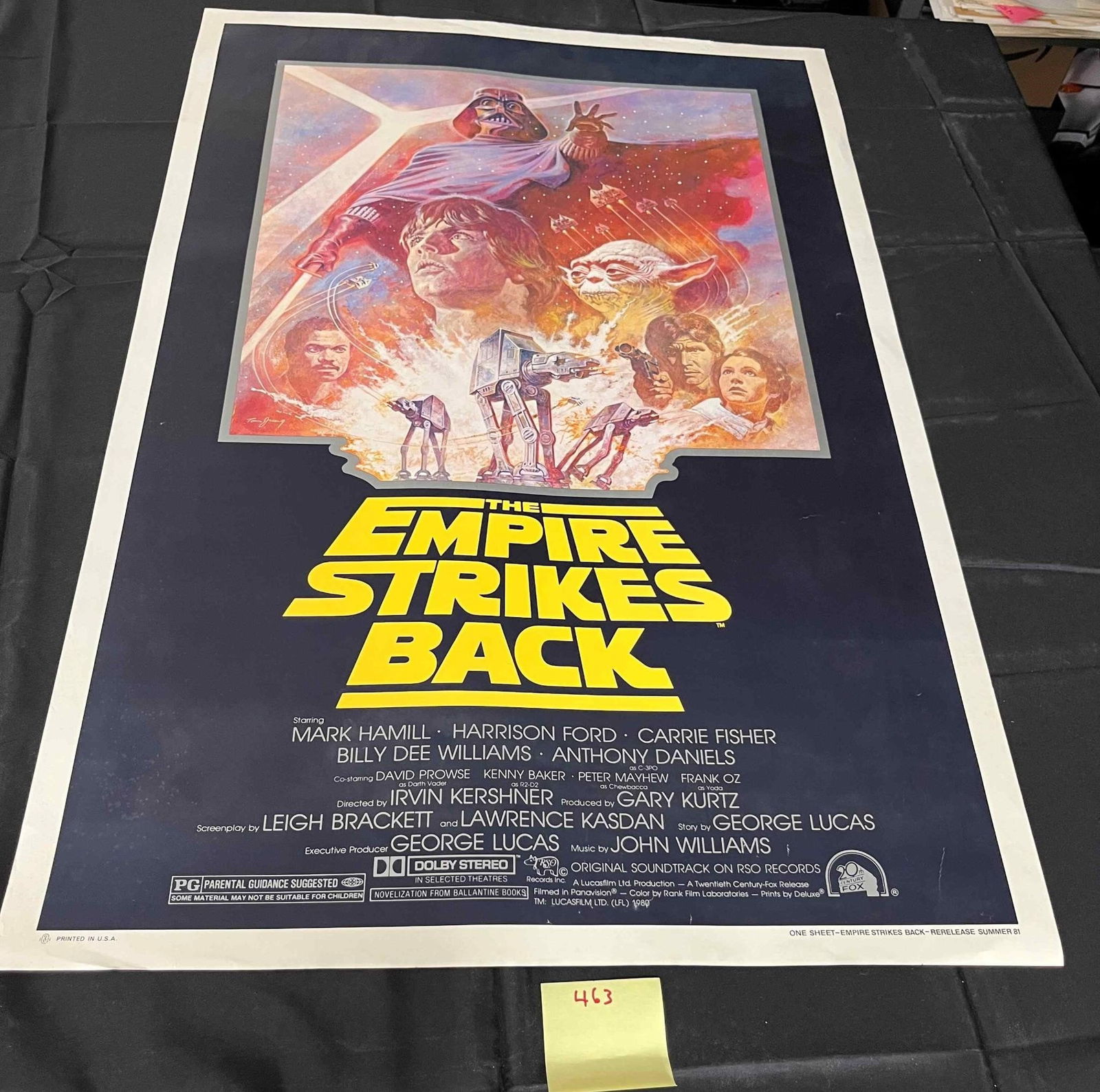 Empire Strikes Back Official Advance Movie Poster: We're excited to offer this advance one-sheet official movie poster Measures 27X41. We are a veteran owned company. Please look at the pictures carefully to determine what you believe the condition of