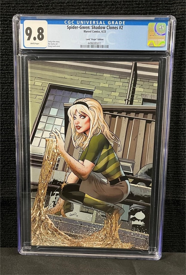 Spider-Gwen Shadow Clones Land Virgin Cvr CGC 9.8: We are a veteran owned company. Please look at the pictures carefully to determine what you believe the condition of collectible is. We are currently accepting consignments. Email us a aeronhouse1994@