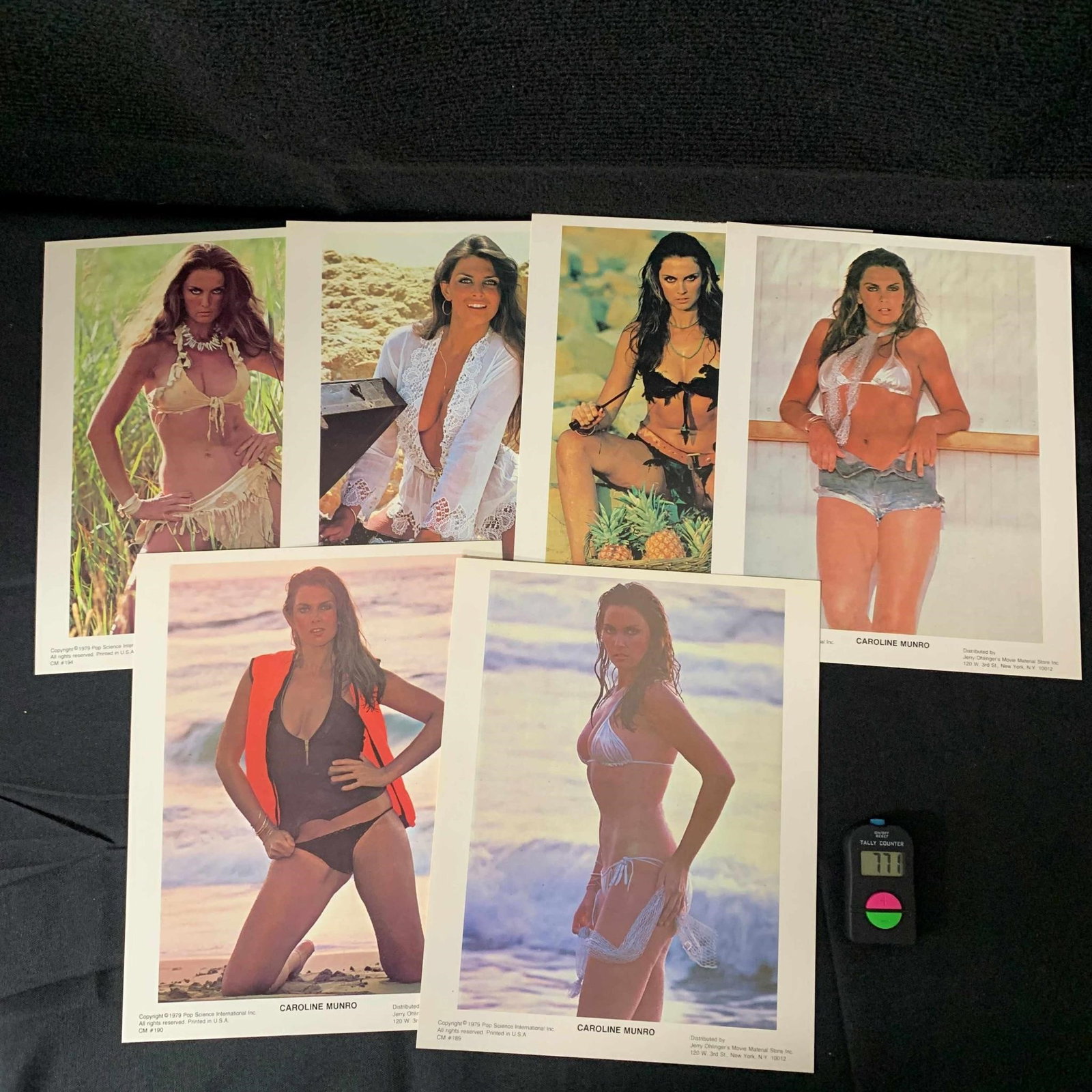Caroline Munro Bond Girl Press Photos: Spy Who Loved Me Bond Girl and Model Caroline Munro modeling photos. We are a veteran owned company. Please look at the pictures carefully to determine what you believe the condition of collectible is