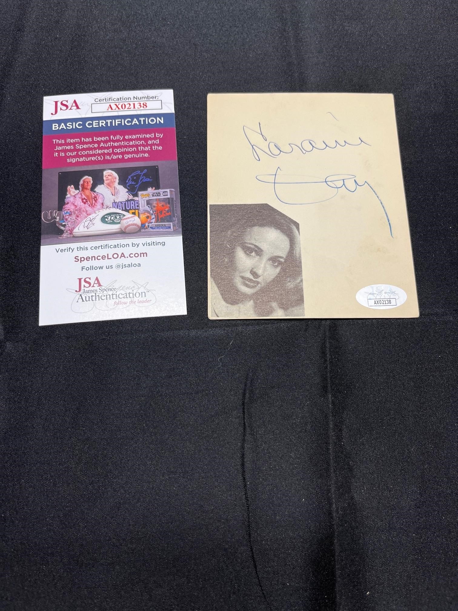 Laraine Day Film Actress Signed Cut JSA COA (1 of 1)