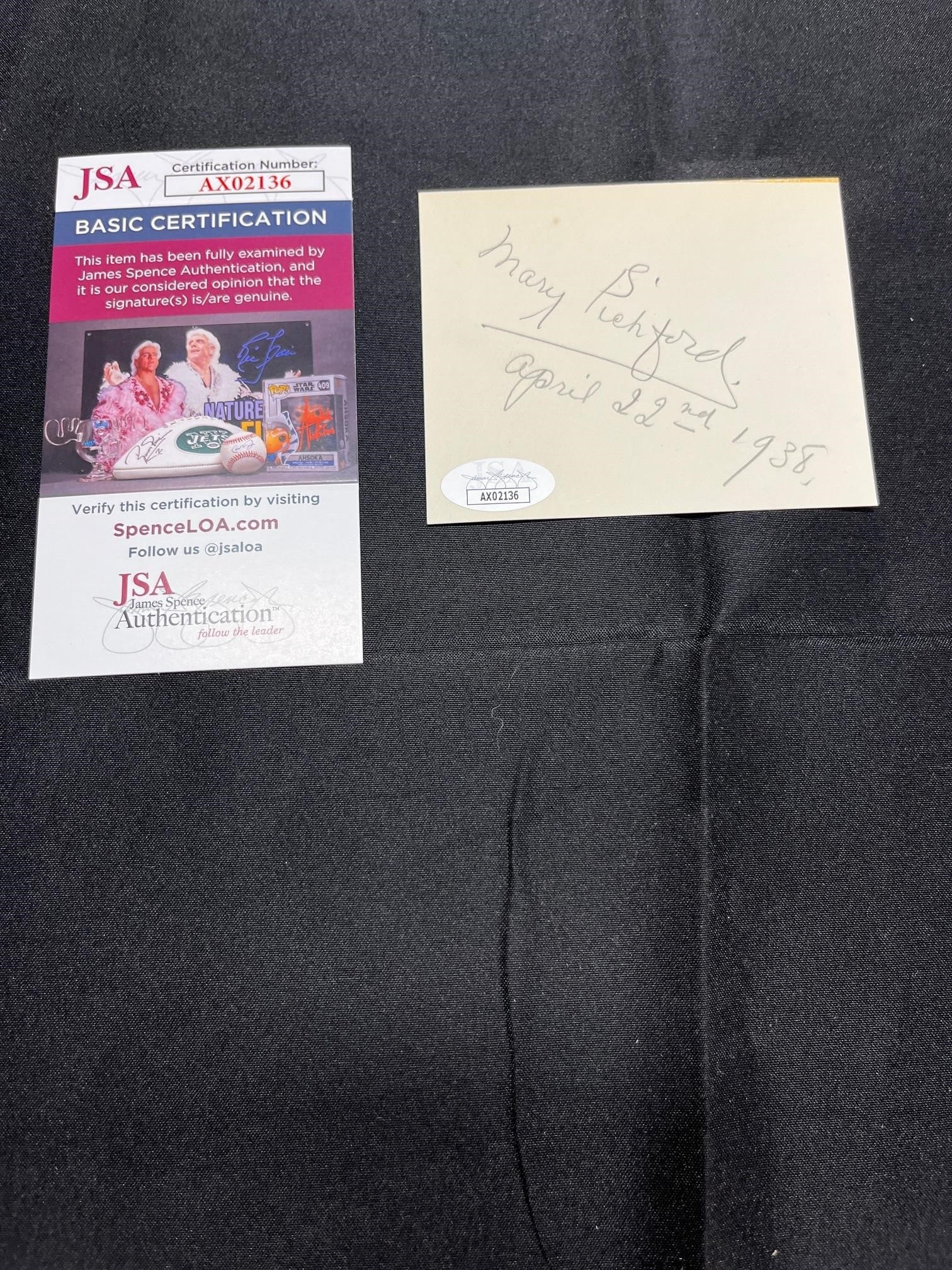 Mary Pickford UA Founder Signed Cut JSA COA (1 of 1)