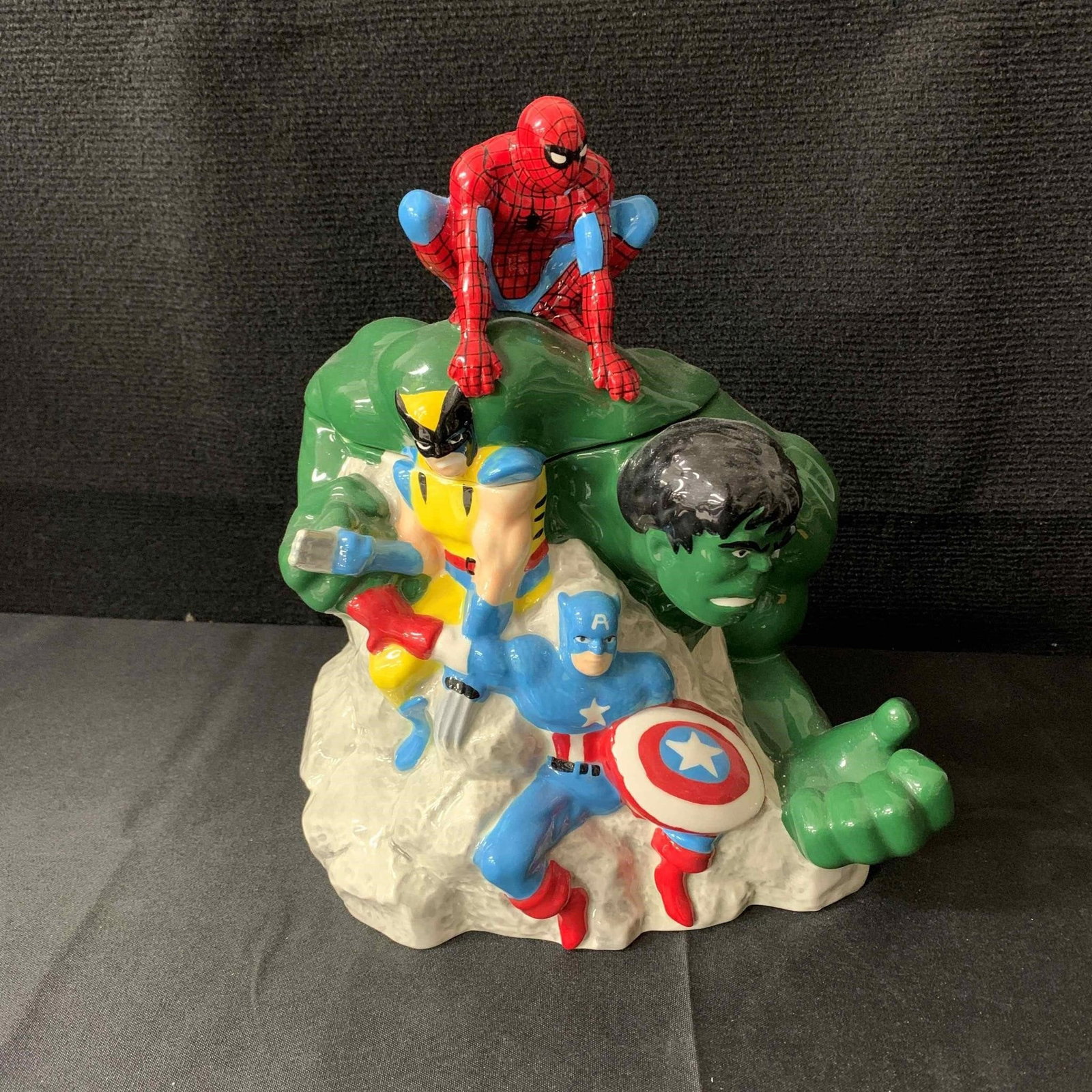 Marvel Comics Cookie Jar Circa 1970's: We are a veteran owned company. lease look at the pictures carefully to determine what you believe the condition of collectible is. We are currently accepting consignments. Email us a aeronhouse1994@g