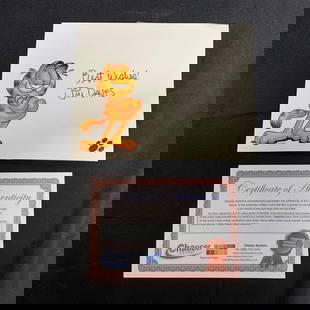 Jim Davis Autograph w/Chaucer COA: We are a veteran owned company. lease look at the pictures carefully to determine what you believe the condition of collectible is. We are currently accepting consignments. Email us a aeronhouse1994@g