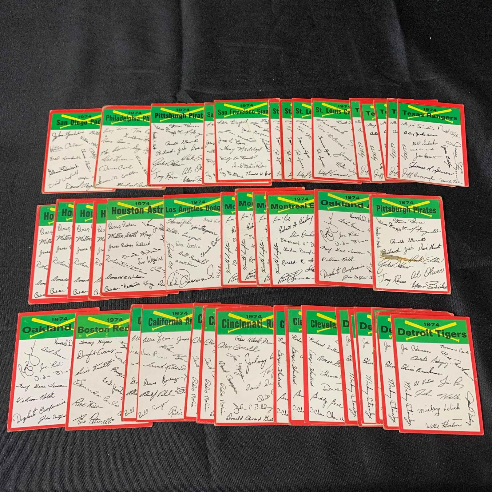 1974 Topps Team Signed Checklist Cards (1 of 2)