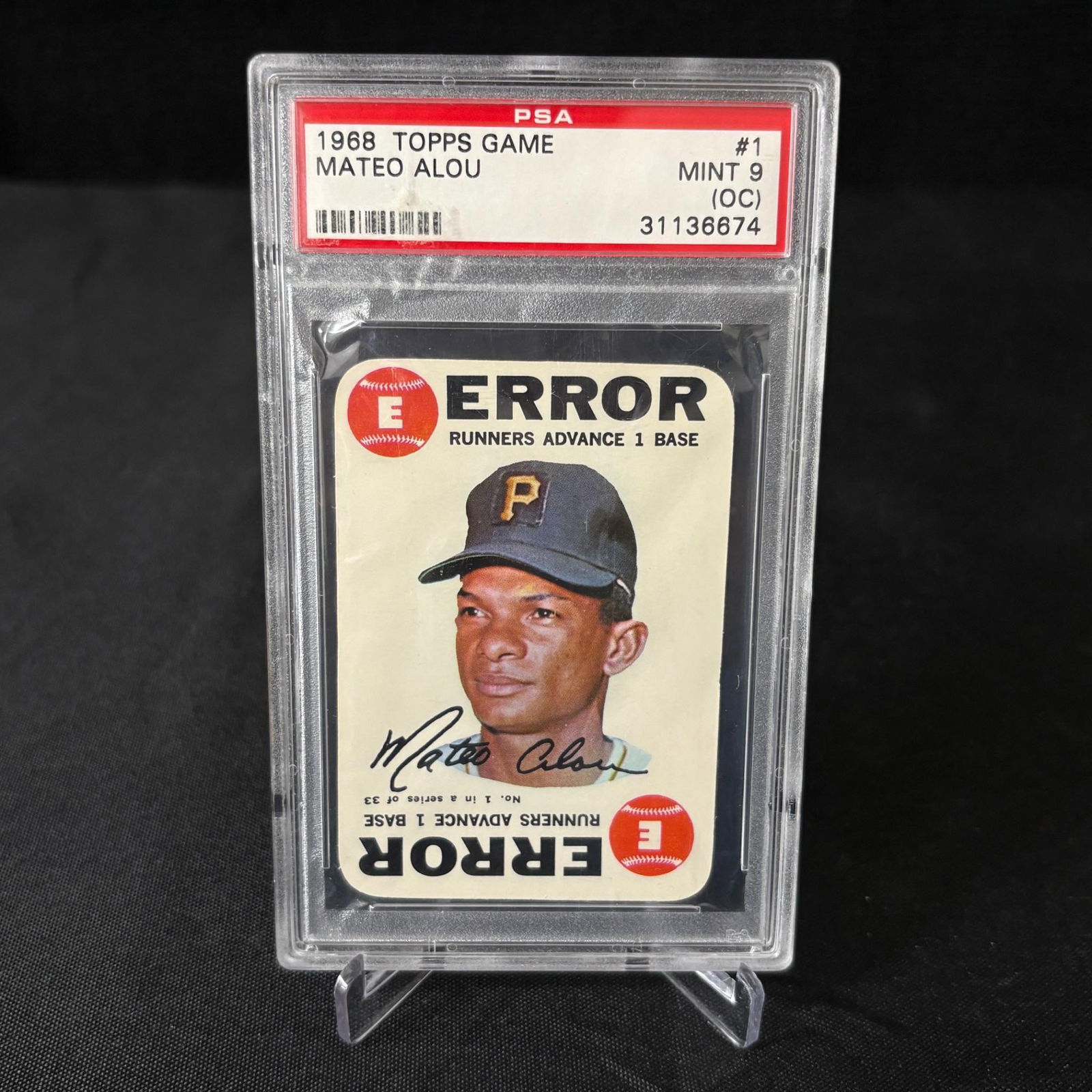 PSA 9 (OC) Mateo Alou 1968 Topps Game Card (1 of 2)