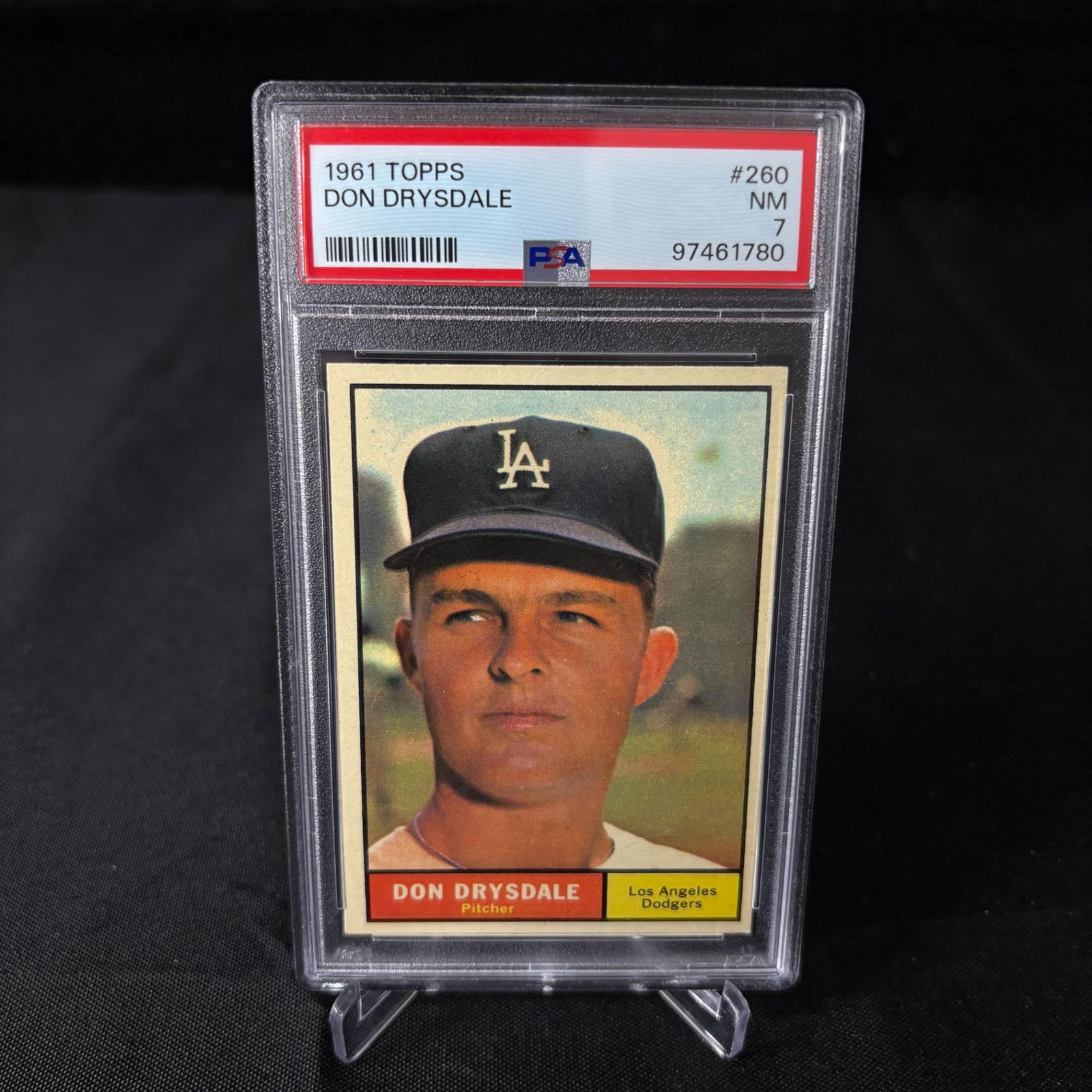 PSA 7 Don Drysdale, 1961 Topps Baseball Card (1 of 2)