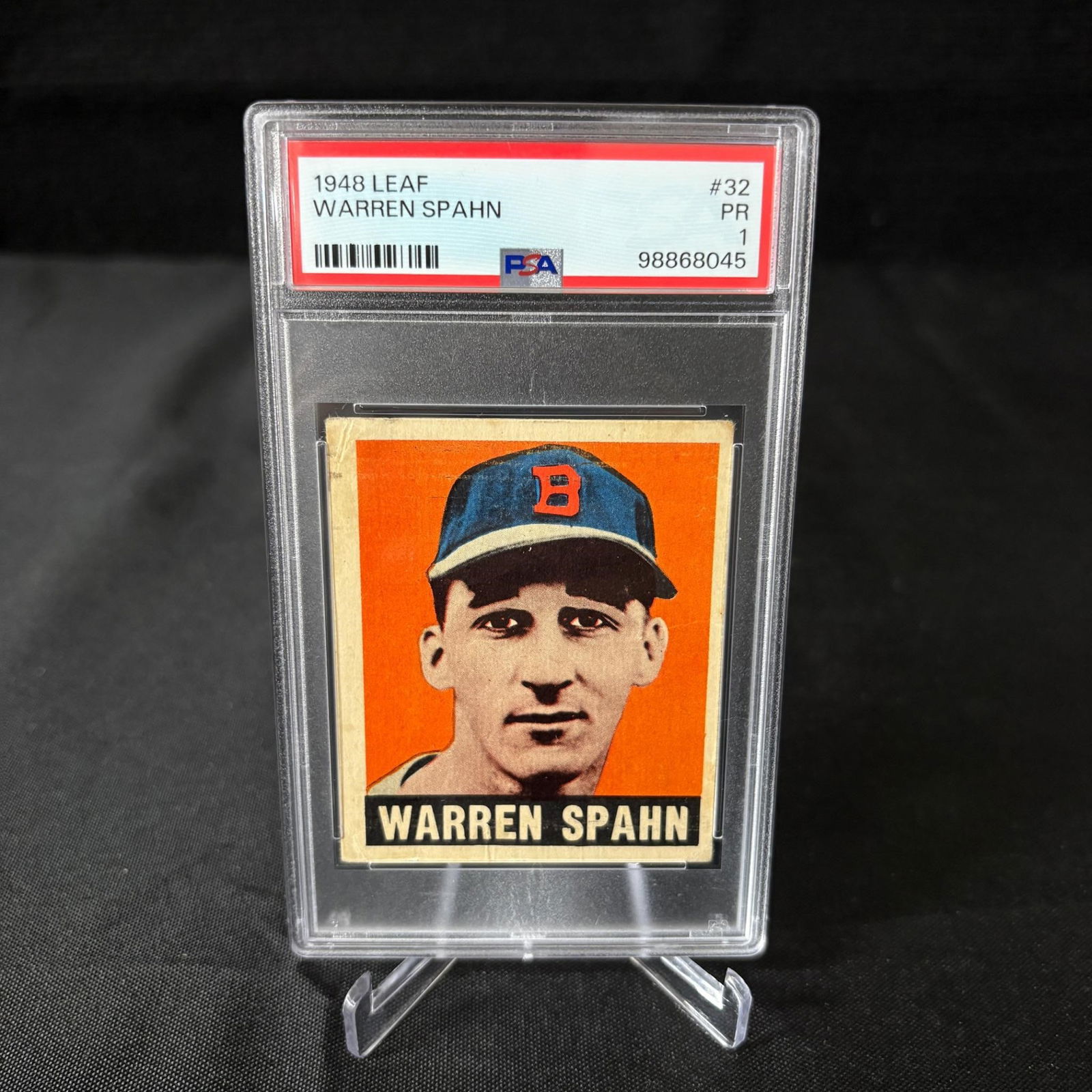 1948 Leaf Warren Spahn RC PSA 1 Baseball Card (1 of 2)