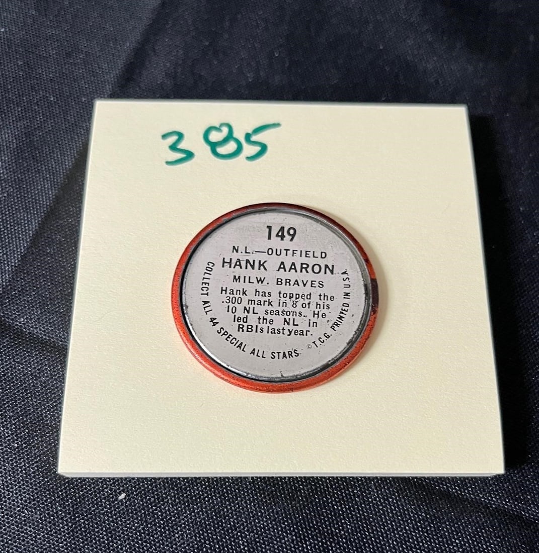 Hank Aaron 1964 Topps Coins #149: We are a veteran owned company. Please look at photos carefully. All items are available for virtual preview by appointment. As a result, all sales are final. All estimate values are just estimates an