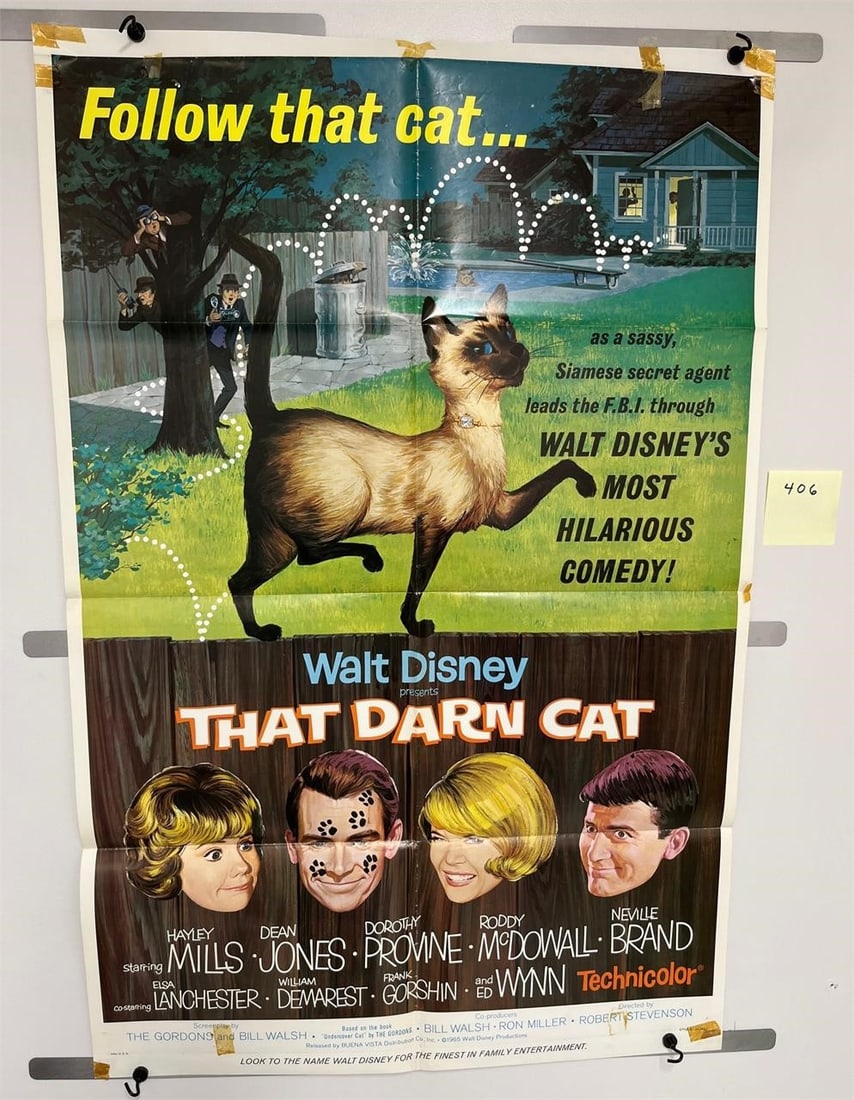 Walt Disney's That Darn Cat Original Movie Poster: Original Movie Poster Measures 27X41. We are a veteran owned company. Please look at photos carefully. All items are available for virtual preview by appointment. As a result, all sales are final. All