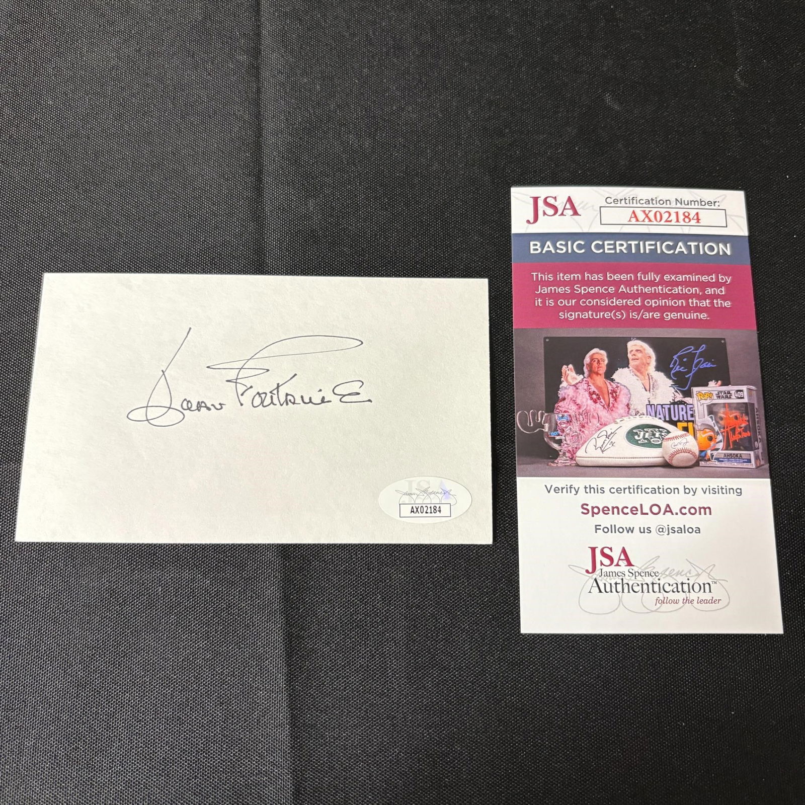 Joan Fontaine Signed Index Card, JSA COA (1 of 2)