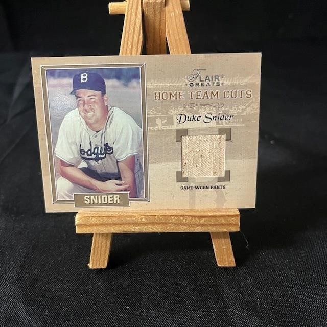 Duke Snider Flair Game Used Jersey Baseball Card: We are a veteran owned company. Please look at photos carefully. All items are available for virtual preview by appointment. As a result, all sales are final. All estimate values are just estimates an
