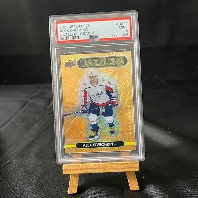 Alex Ovechkin 21 UD Dazzlers Orange PSA 9 Hockey: We are a veteran owned company. Please look at photos carefully. All items are available for virtual preview by appointment. As a result, all sales are final. All estimate values are just estimates an