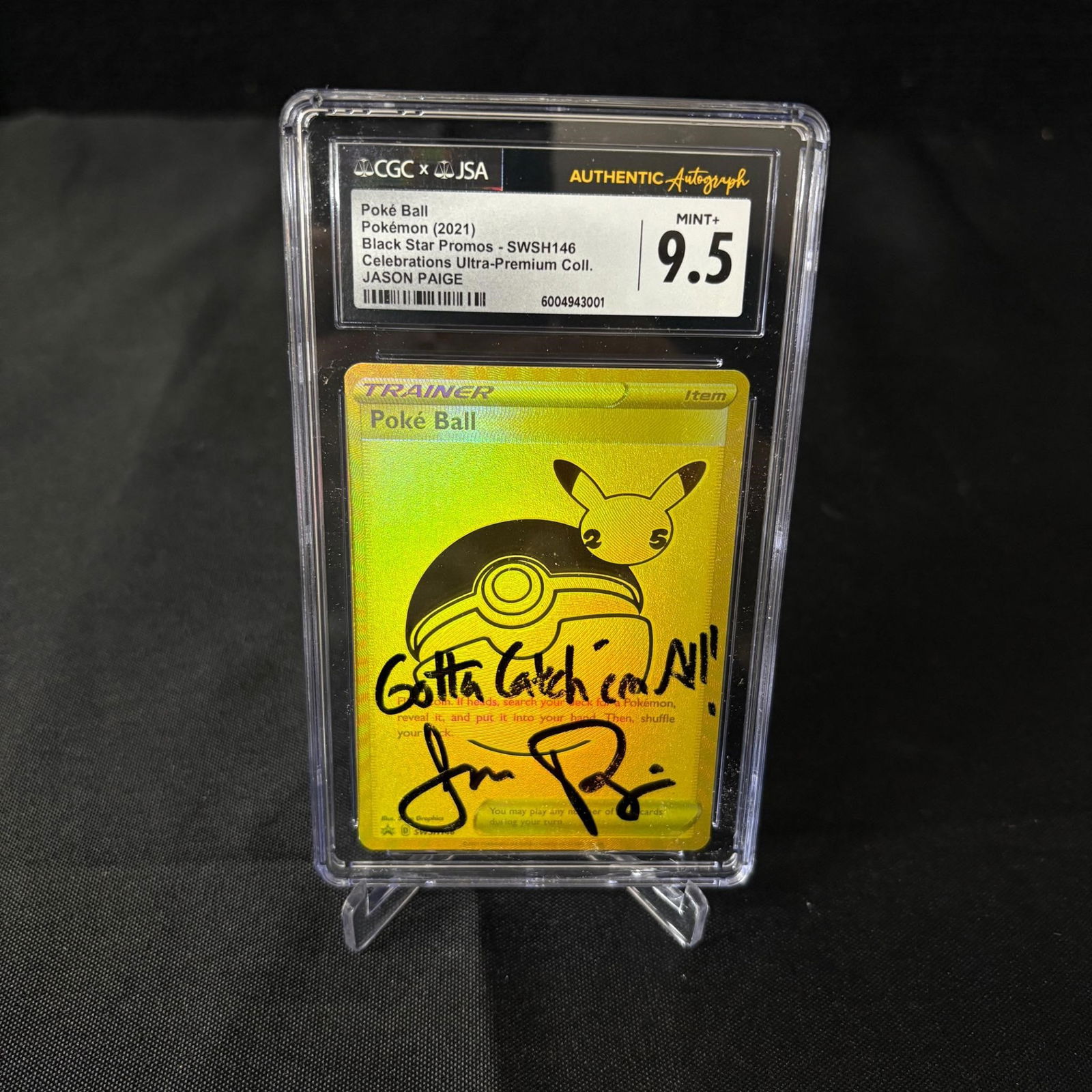 Jason Paige Sig Gold Poke Ball Card, CGC, JSA (1 of 2)