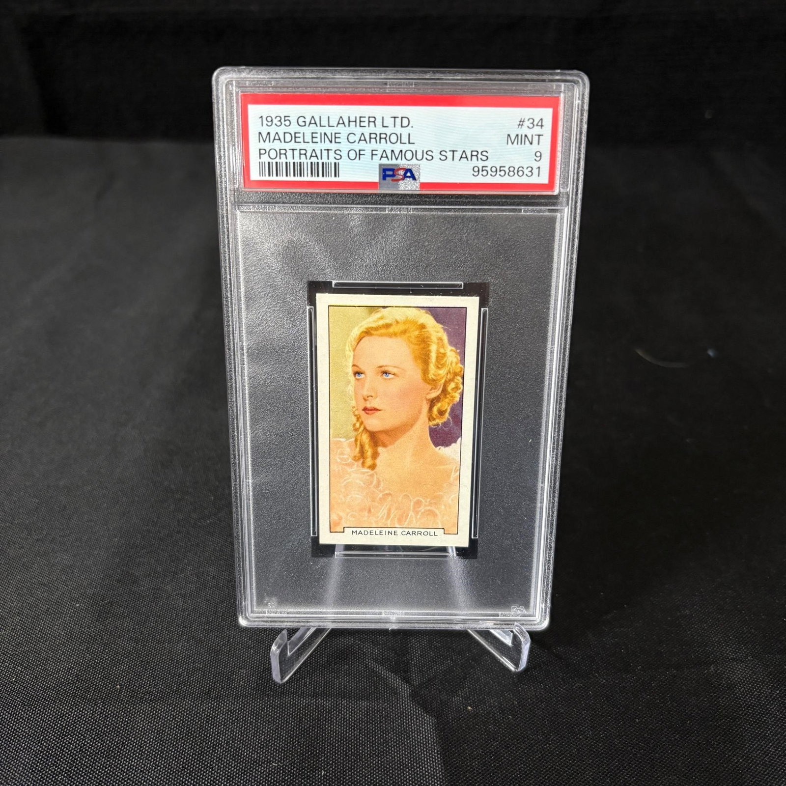 PSA 9 Madeleine Carroll 1935 Gallaher POP 3: POP 3 only one card graded Higher. PSA 9 Madeleine Carroll #34 Portraits of Famous Stars 1935 Gallaher Tobacco Card. We are a veteran owned company. Please look at photos carefully. All items are avai